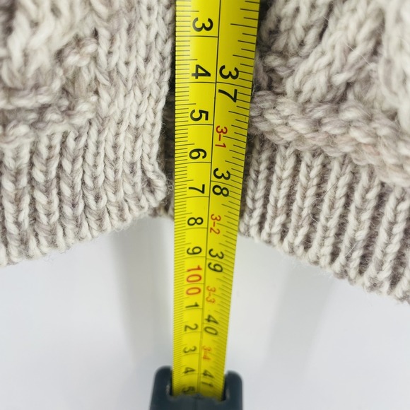 Aran Crafts Cardigan Sweater Women Ireland Merino Wool Neutral LONG Edge to Edge - Picture 13 of 16